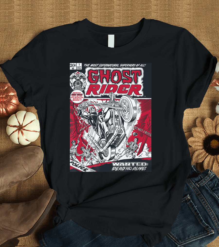 Ghost Rider Comic Book Cover Wanted Dead or Alive The Most Supernatural Superhero of All T-Shirt