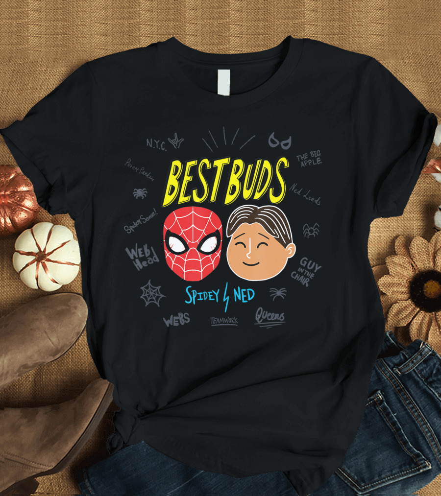 Best Buds Marvel Spider Man Far From Home Spidey Ned NYC Teamwork T-Shirt