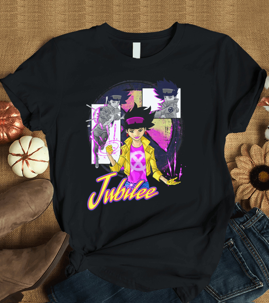 Jubilee Marvel X Men Collage Panel Vibrant T-Shirt