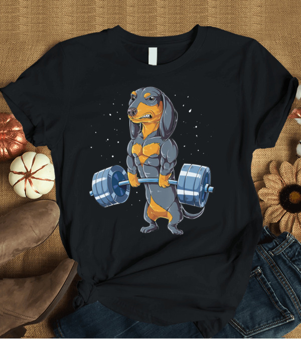 T-Shirt: Dachshund Weightlifting Deadlift Fitness Gym Men Kg T-Shirt Dachshund Weightlifting Deadlift Fitness Gym Men Kg T-Shirt