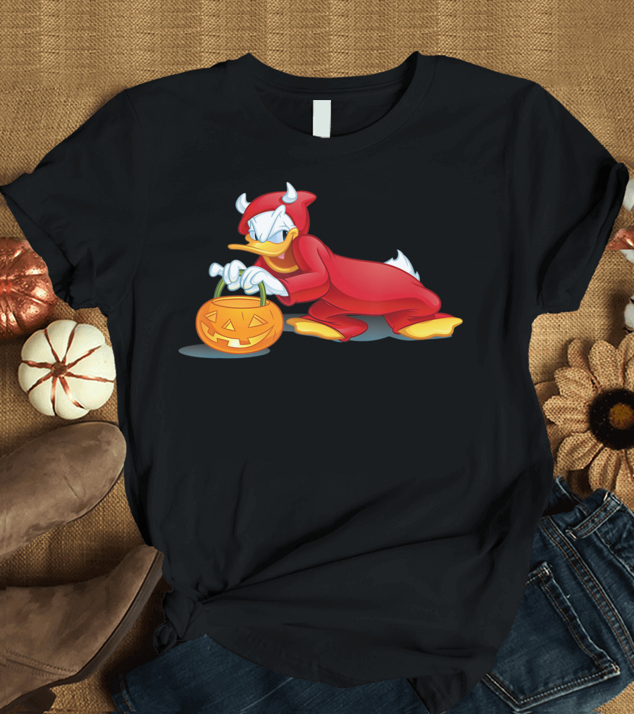 Disney Halloween Donald Duck Devil Costume Pumpkin T-Shirt