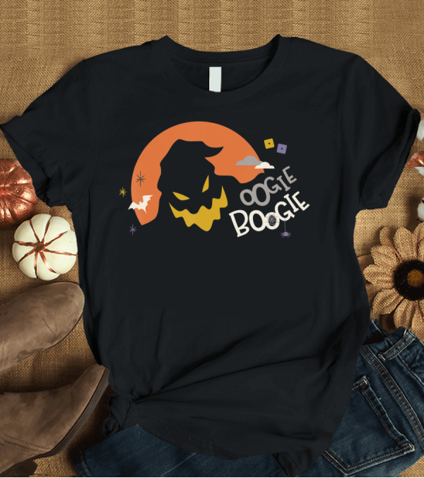T-Shirt: Disney Halloween Oogie Boogie Nightmare Before Christmas Silhouette Moon Bats Clouds T-Shirt Disney Halloween Oogie Boogie Nightmare Before Christmas Silhouette Moon Bats Clouds T-Shirt