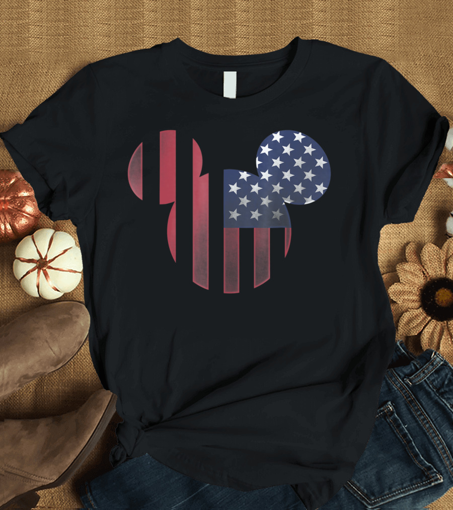 Disney Mickey Mouse American Flag Ears Shape T-Shirt