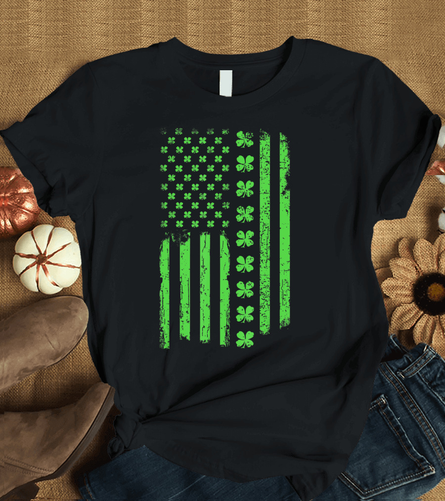 Irish American Shamrock Flag St Patricks Paddy Day T-Shirt