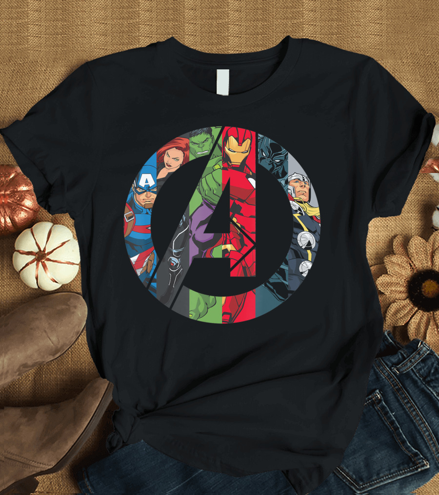 Marvel Avengers Captain America Black Widow Hulk Iron Man Thor Black Panther T-Shirt
