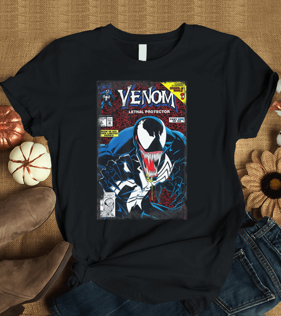 Venom Lethal Protector Vintage Comic Book Cover Marvel Starring Spider-Man Part One of Six T-Shirt
