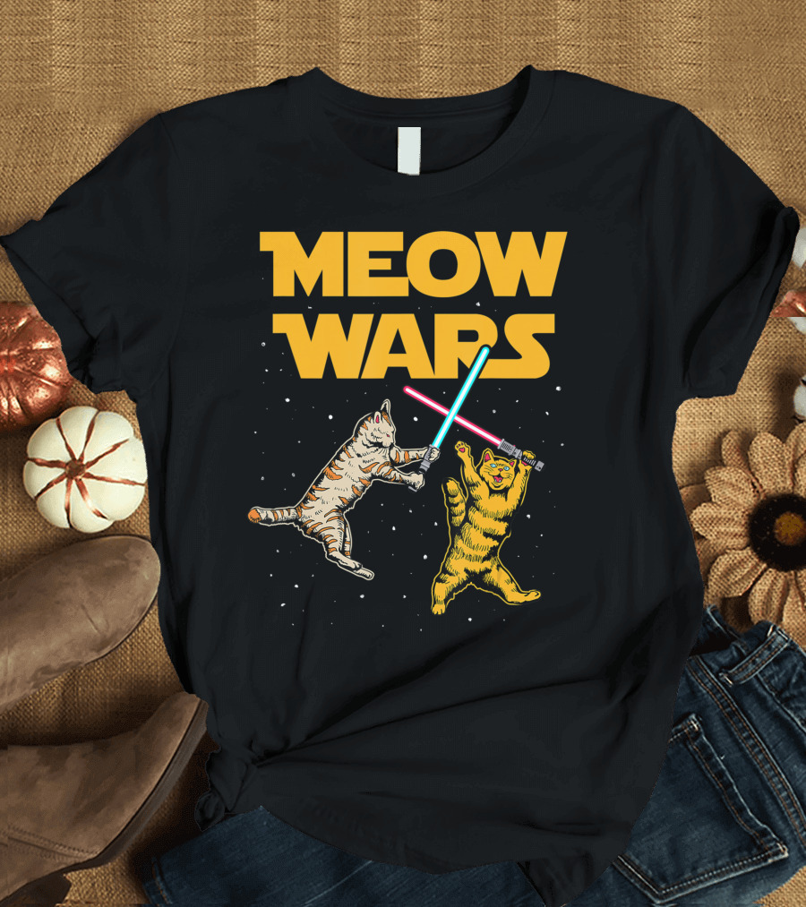 Meow Wars Cat Lover Duel T-Shirt