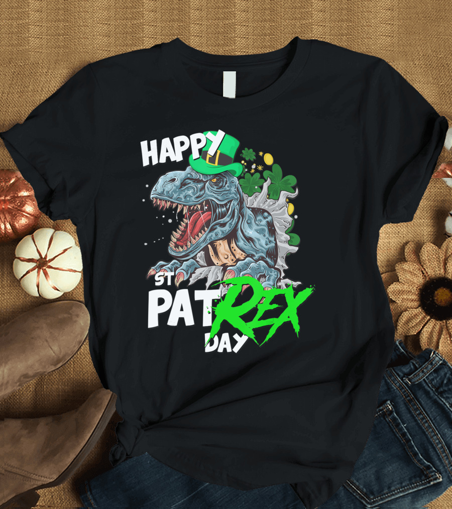 Happy St Pat Rex Day Dinosaur T-Shirt