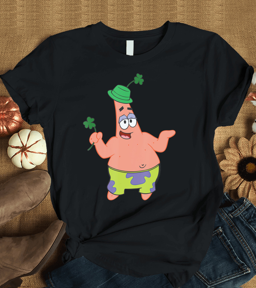 SpongeBob Patrick Star Irish Green Clover Hat St. Patrick's Day T-Shirt