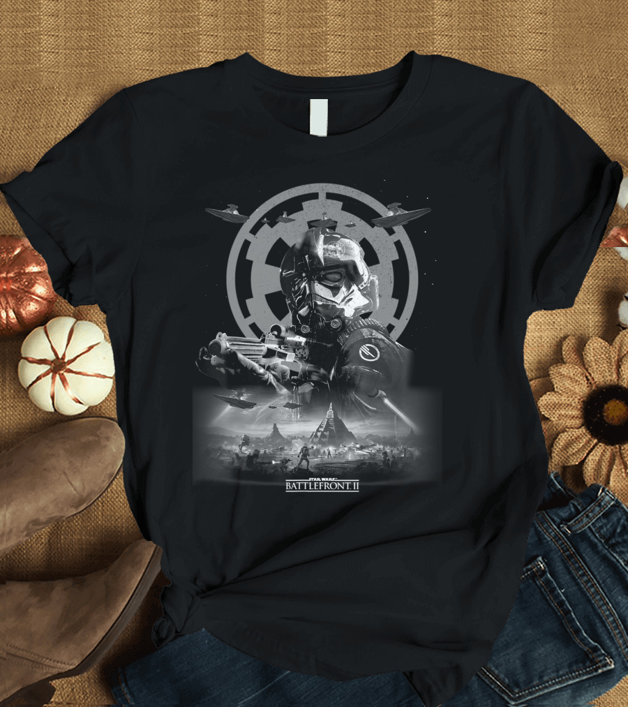 Star Wars Battlefront II Imperial Grey Stormtrooper Galactic Conflict Scene T-Shirt