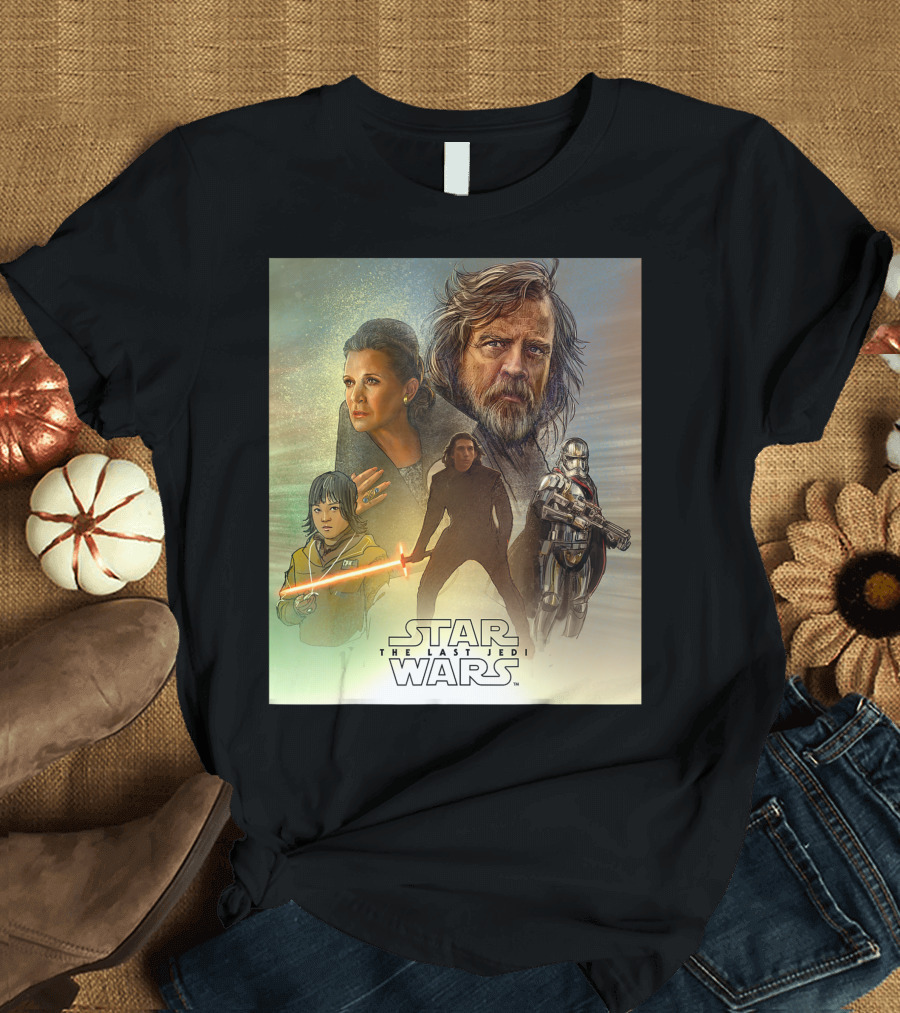 Star Wars The Last Jedi Celebration Mural Featuring Key Characters and Iconic T-Shirt