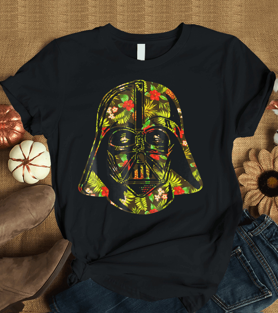 Star Wars Darth Vader Helmet Tropical Floral Hawaiian Print T-Shirt