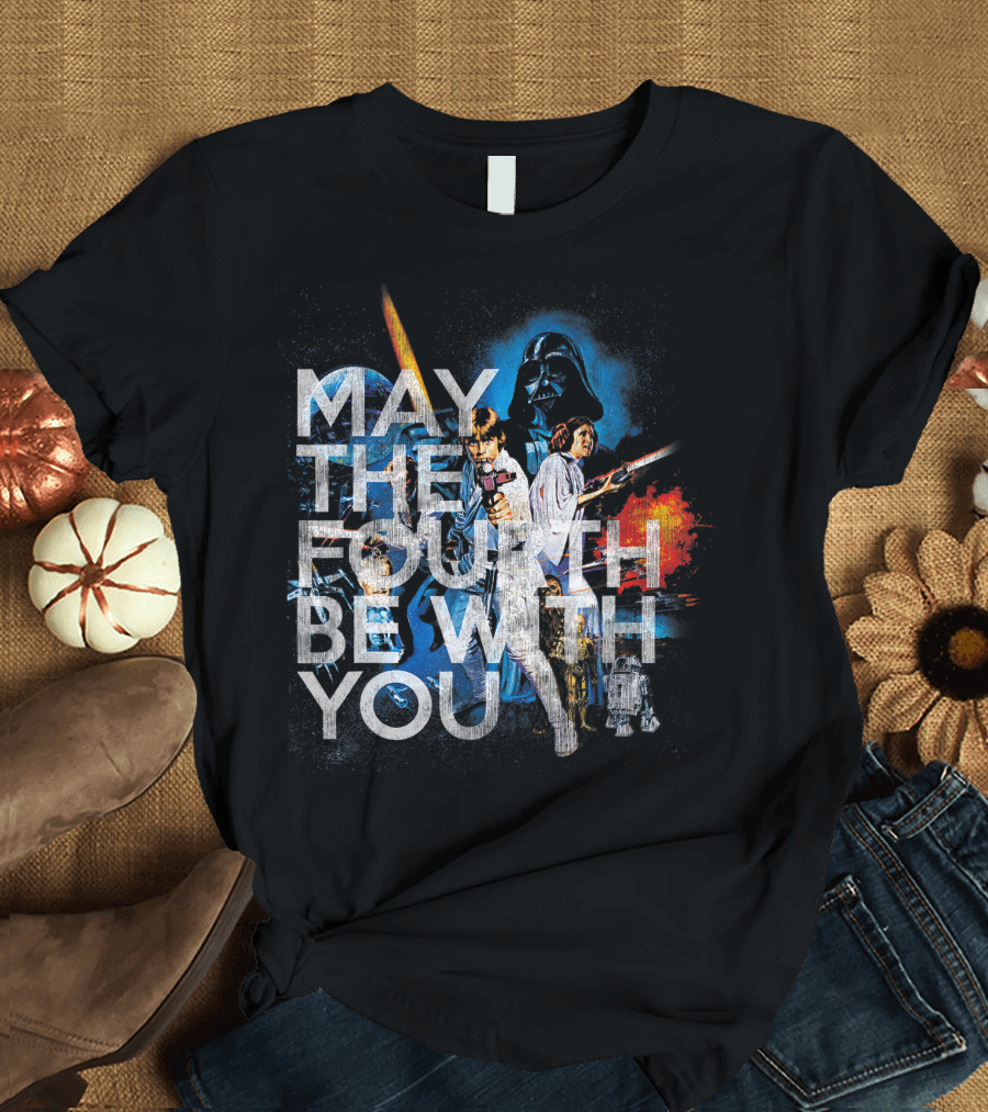 May The Fourth Be With You Star Wars Vintage Movie Poster Characters T-Shirt