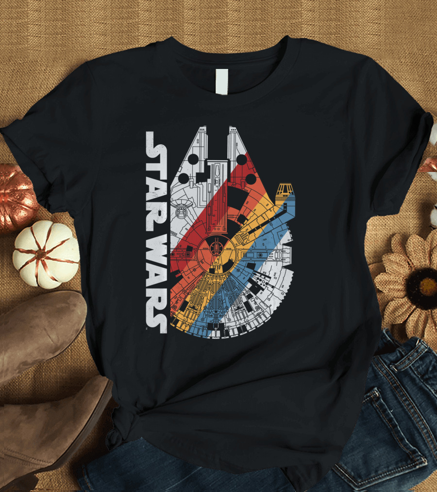 Star Wars Millennium Falcon Vintage Color Stripes T-Shirt