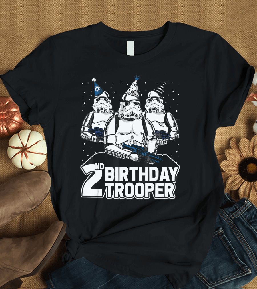 2nd Birthday Trooper Star Wars Stormtrooper Party Hats Trio T-Shirt