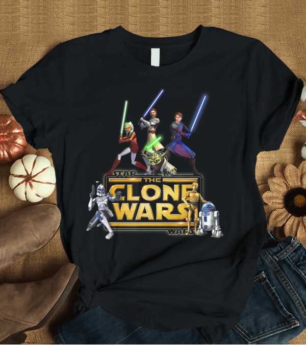 T-Shirt: Star Wars The Clone Wars Jedi Warriors Yoda Obi-Wan Anakin Ahsoka R2-D2 C-3PO Clone Trooper T-Shirt Star Wars The Clone Wars Jedi Warriors Yoda Obi-Wan Anakin Ahsoka R2-D2 C-3PO Clone Trooper T-Shirt