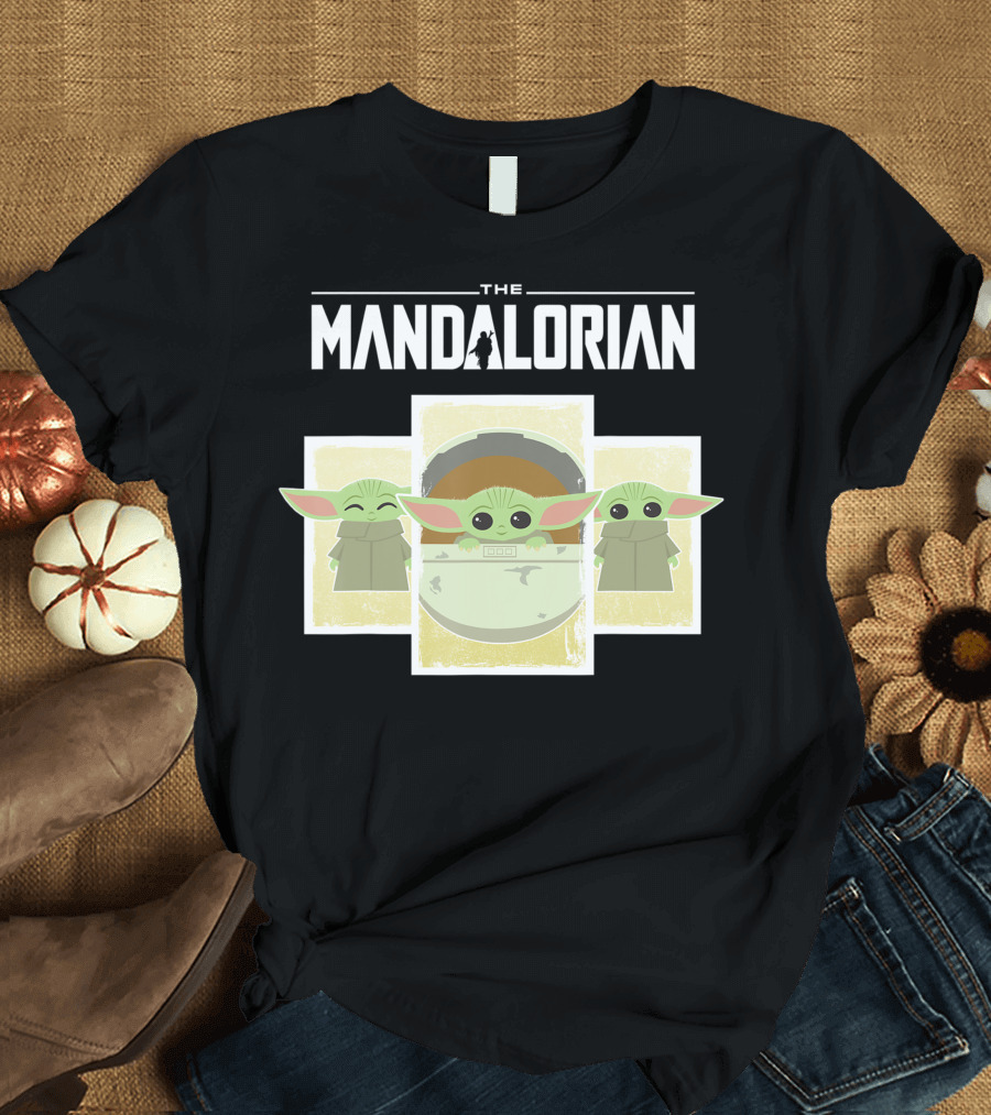 Star Wars The Mandalorian The Child Grogu Cartoon Panels Trio T-Shirt
