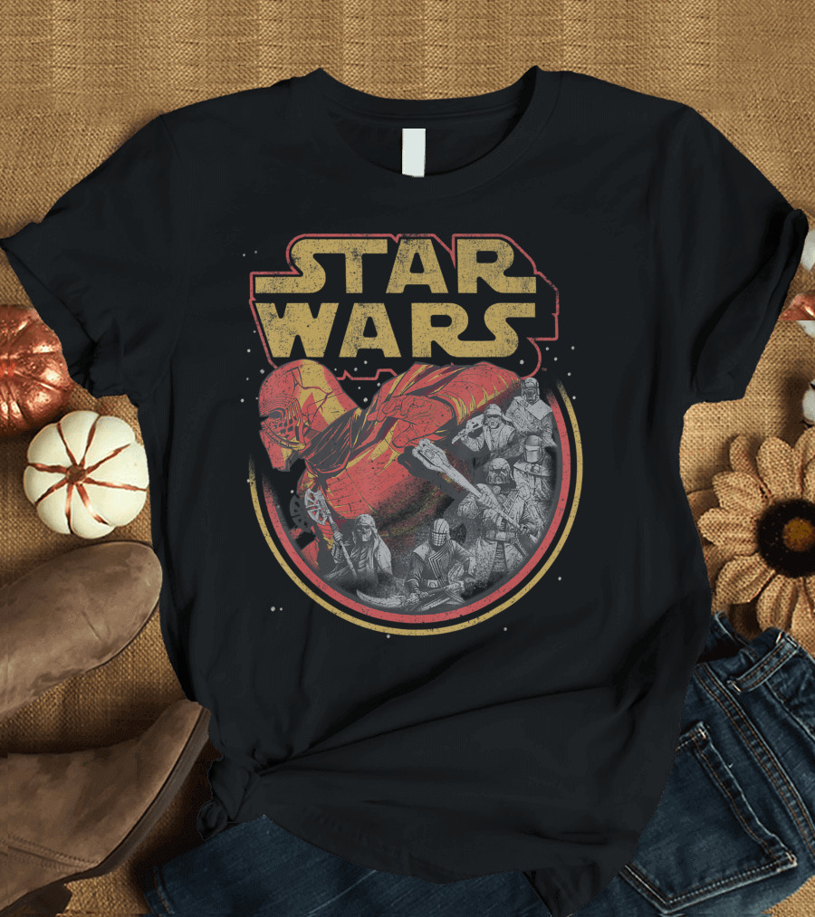 Star Wars The Rise Of Skywalker Knights Of Ren Red and Gold Battle Scene T-Shirt