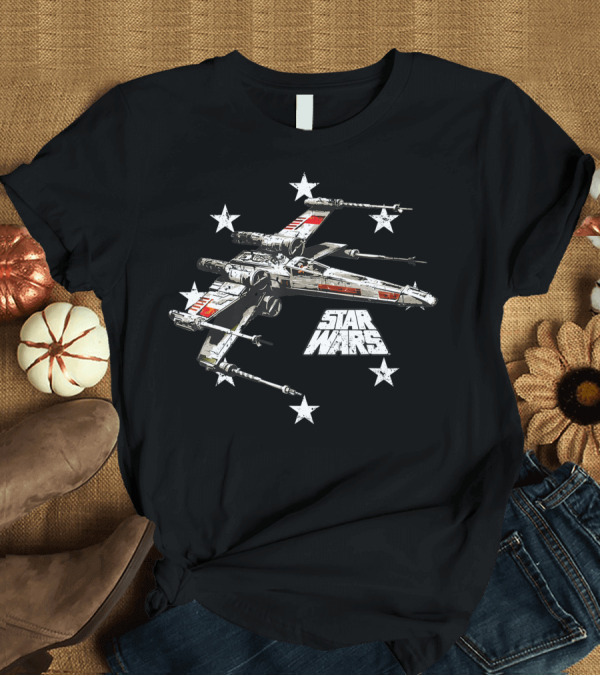 T-Shirt: Star Wars X Wing Fighter All Star Iconic Spaceship Surrounded by Stars T-Shirt Star Wars X Wing Fighter All Star Iconic Spaceship Surrounded by Stars T-Shirt