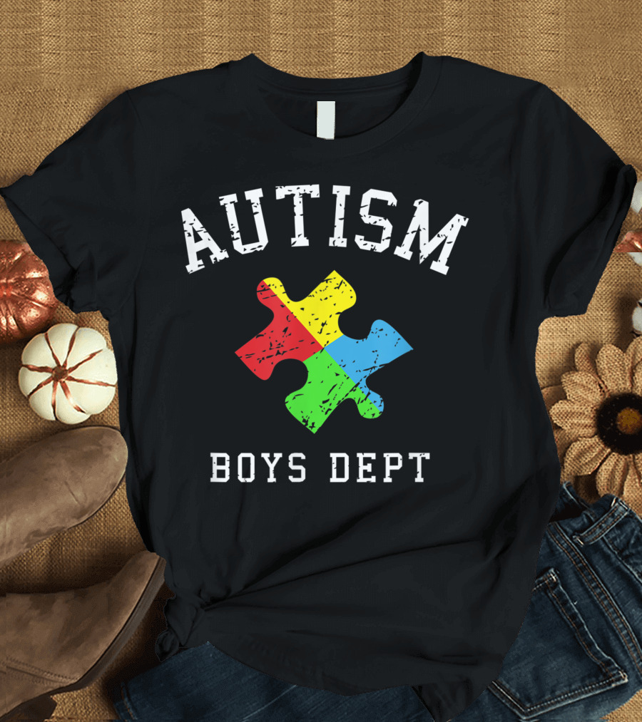 Autism Boys Dept Colorful Puzzle Piece T-Shirt