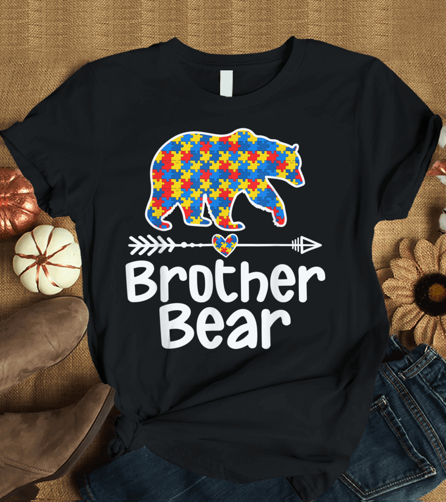 Autism Awareness Brother Bear Puzzle Support Autistic Adults T-Shirt