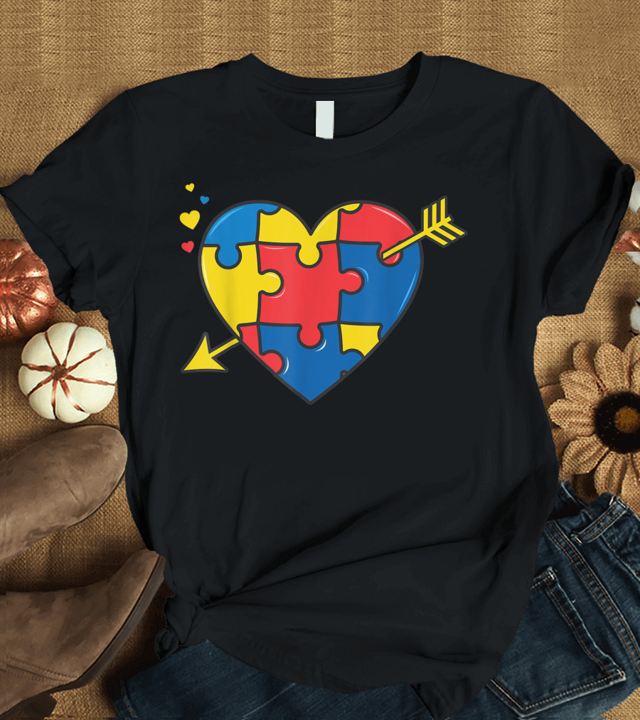 Heart Puzzle Piece Autism Awareness Valentine's Day T-Shirt