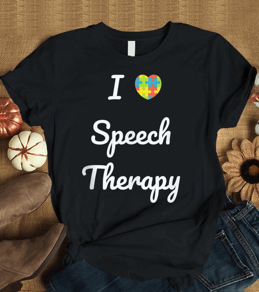 I Heart Love Speech Therapy Autism Awareness Puzzle Piece T-Shirt