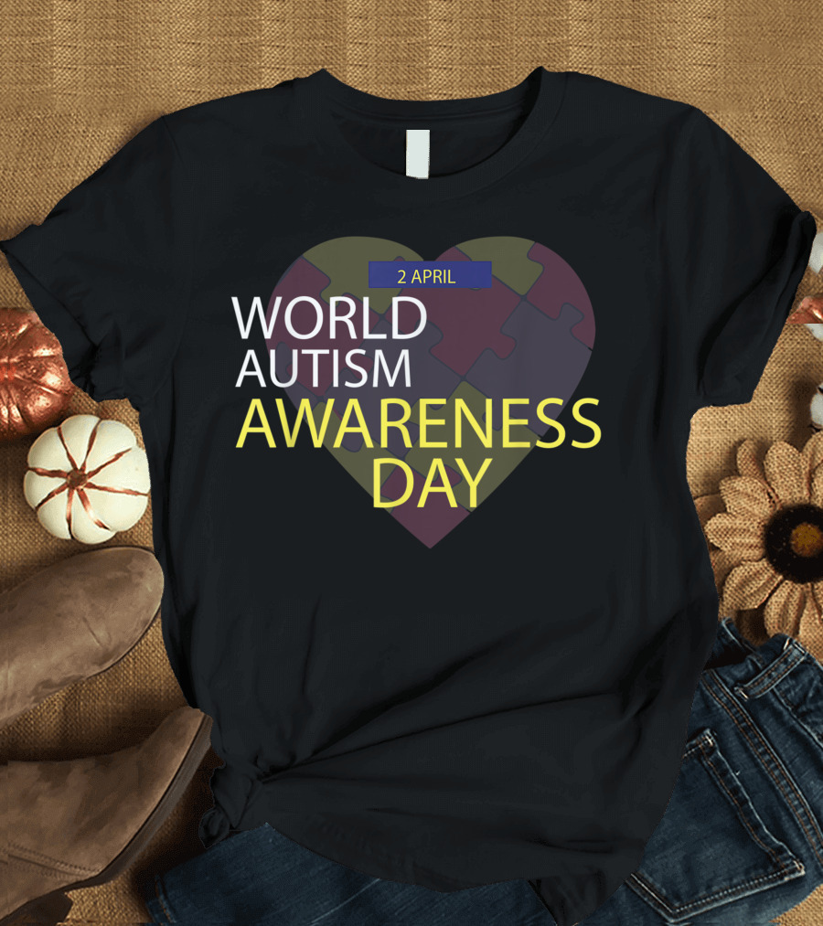 World Autism Awareness Day 2 April Heart Puzzle T-Shirt
