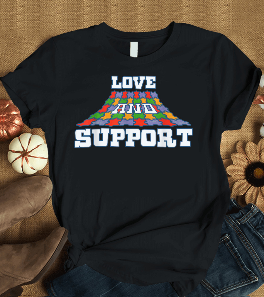 Love And Support Autism Awareness Advocacy Puzzle T-Shirt
