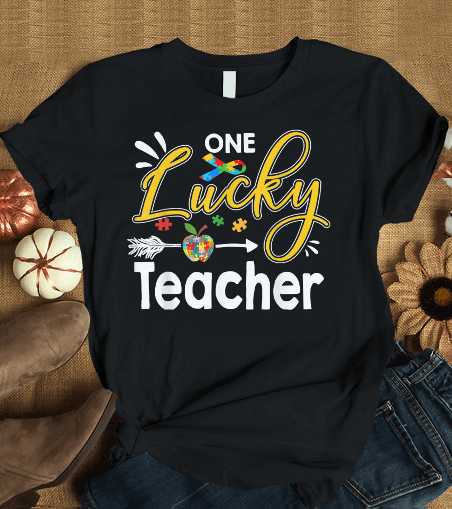 One Lucky Teacher Autism Awareness St Patrick's Day T-Shirt
