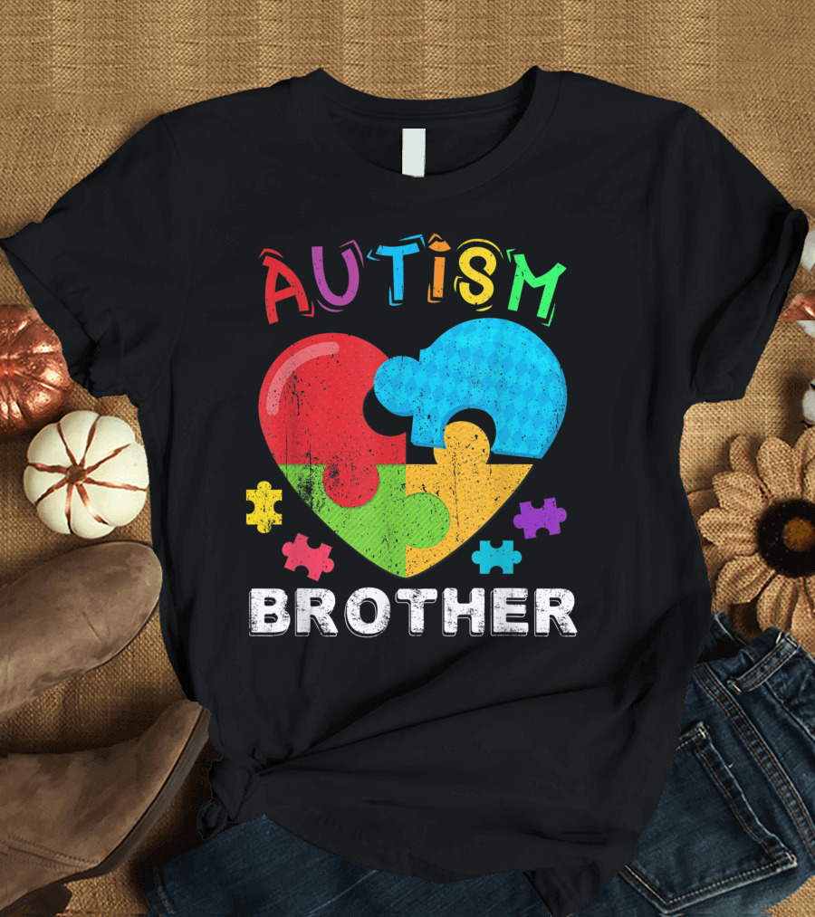 Autism Brother Big Puzzle Heart Awareness Month T-Shirt
