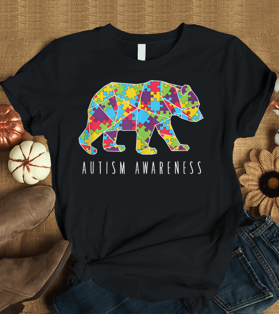Autism Awareness Bear Puzzle Piece T-Shirt