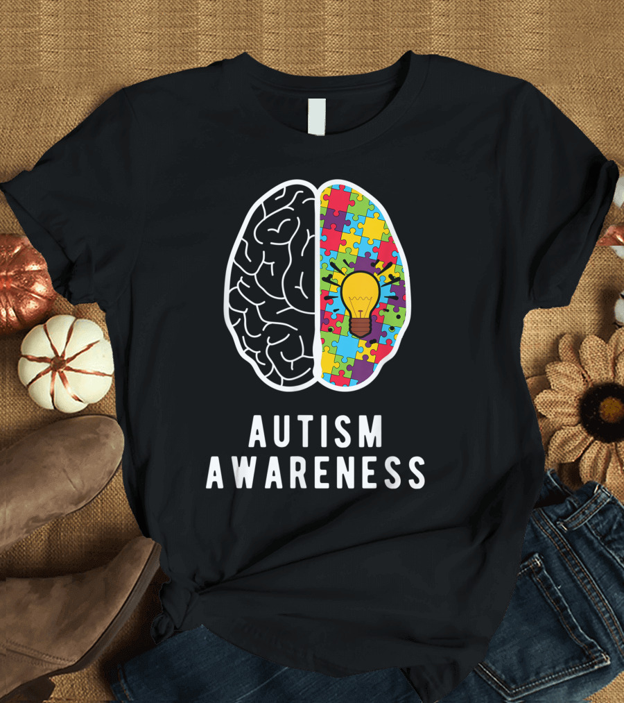 Autism Awareness Brain Light Bulb Puzzle Ideas T-Shirt