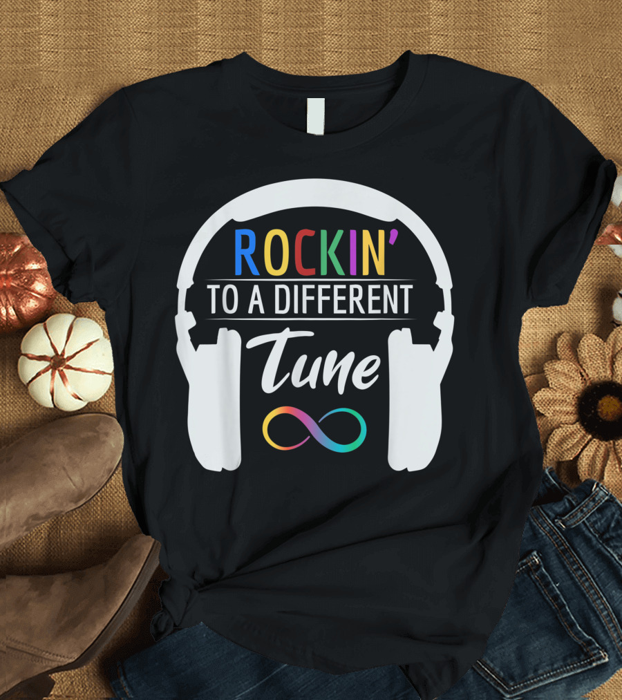 Rockin' to a Different Tune Autism Infinity Symbol Headphones T-Shirt