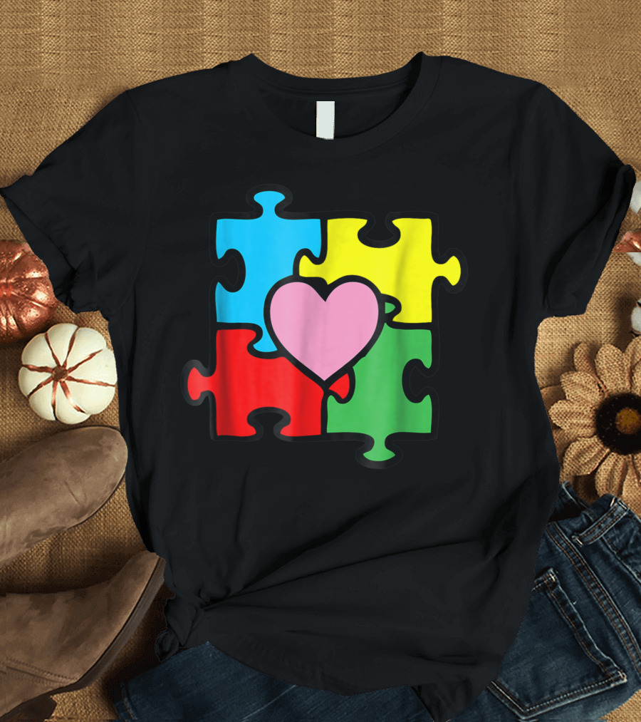 Autism Awareness Puzzle Heart Love Support T-Shirt