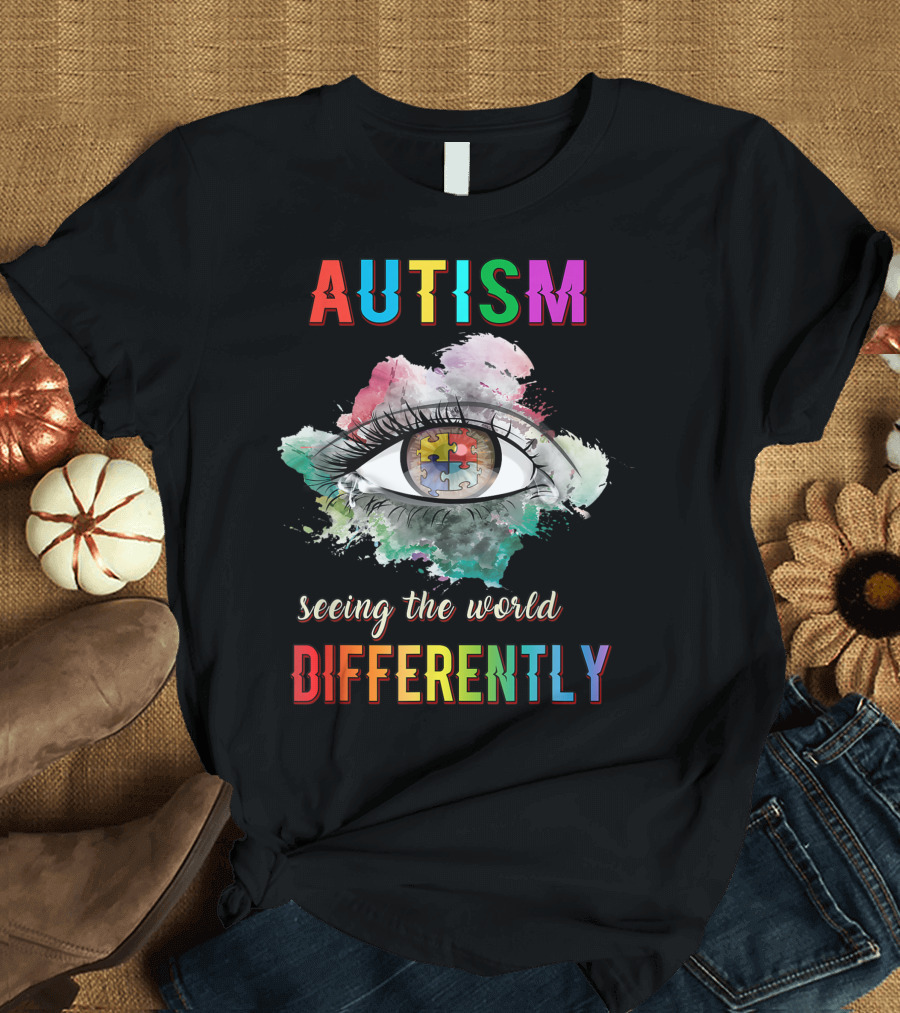 Autism Seeing The World Differently Eye Puzzle Piece T-Shirt