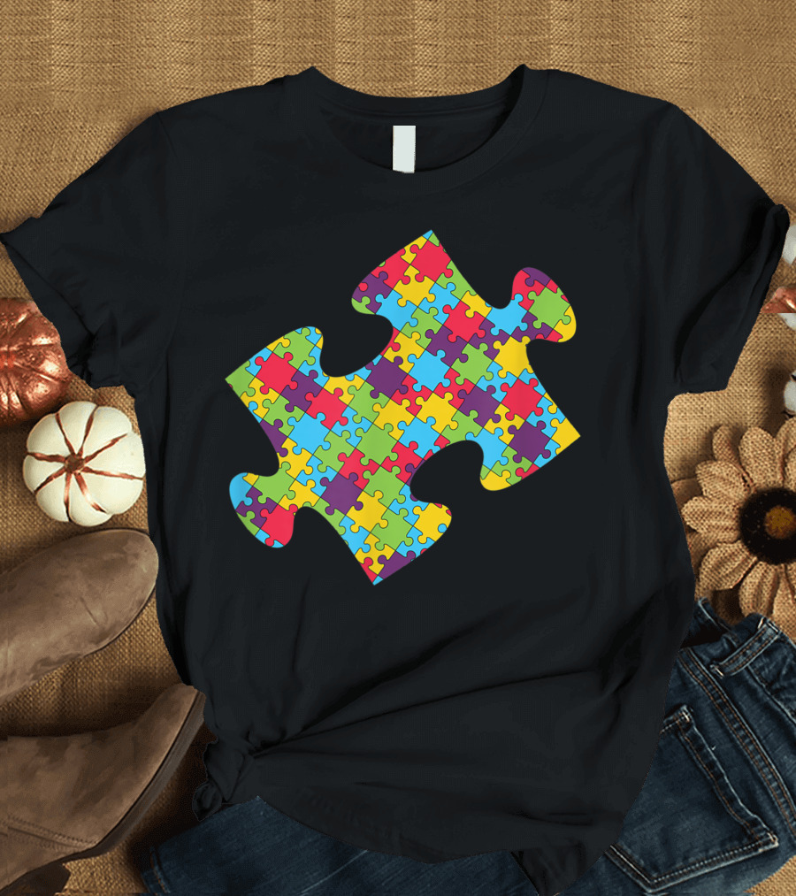 Autism Puzzle Piece Multicolor Jigsaw T-Shirt