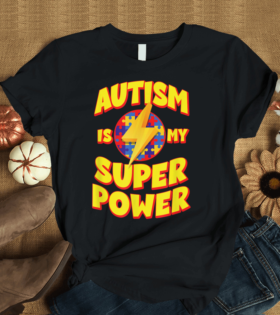 Autism Is My Superpower Puzzle Lightning T-Shirt