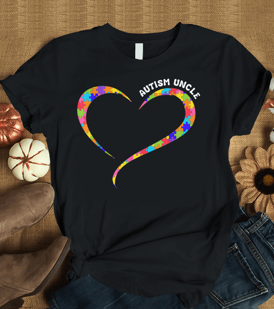 Autism Uncle Puzzle Heart Autism Awareness Autistic Family T-Shirt