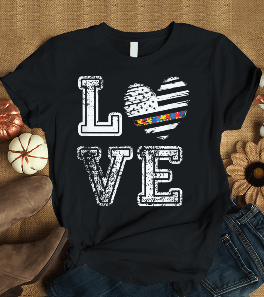 Love Heart Puzzle Autism Awareness Valentine's Day T-Shirt