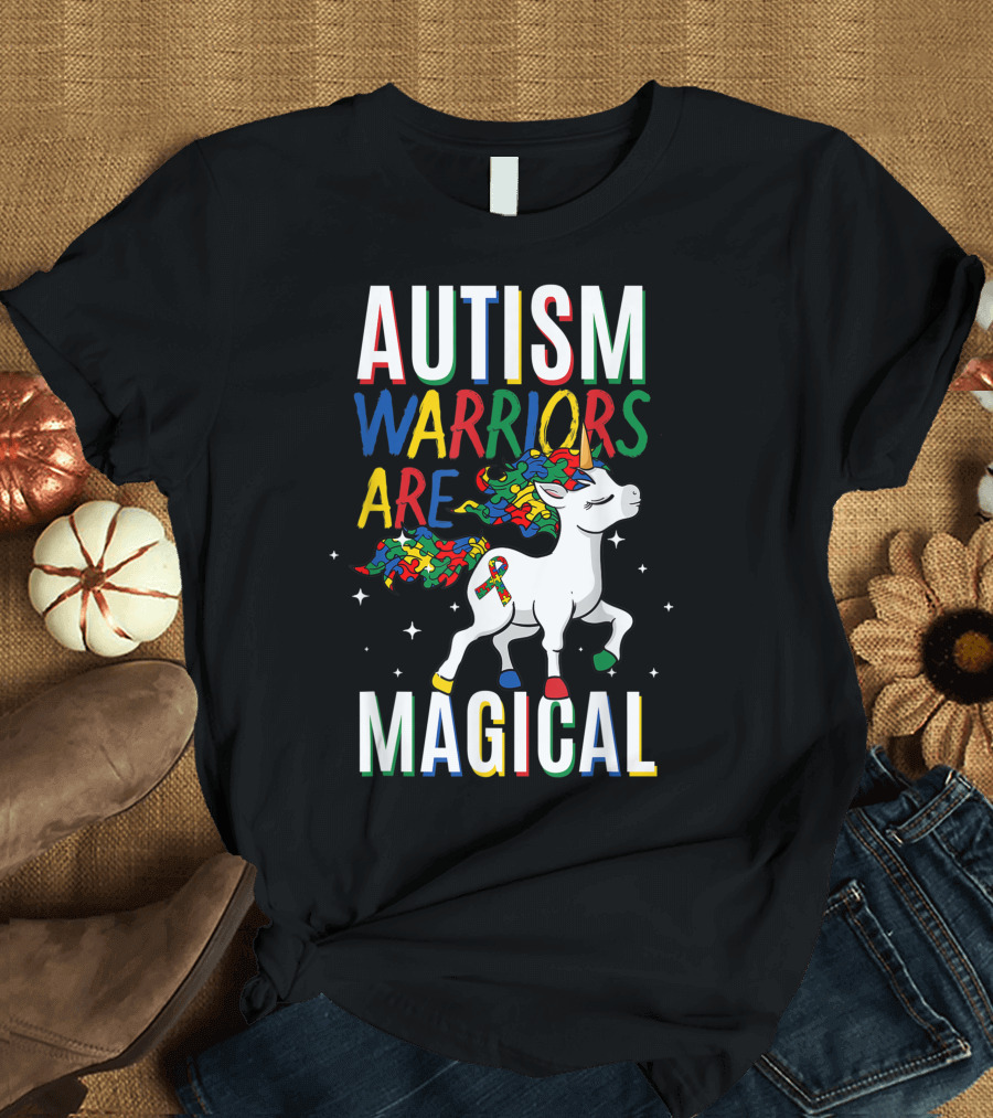 Autism Warriors Are Magical Unicorn Puzzle Pieces T-Shirt