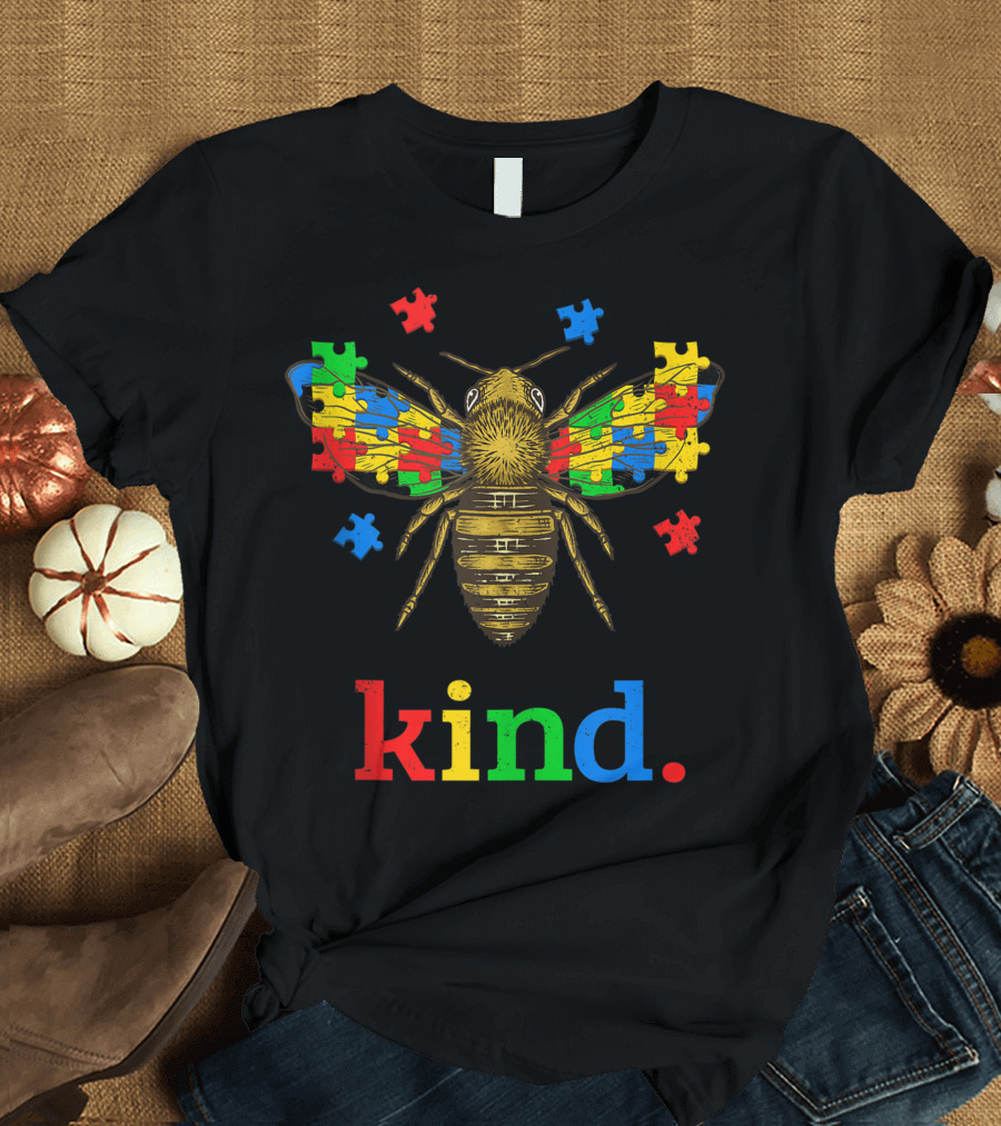 Bee Kind Puzzle Autism Awareness Month Autistic T-Shirt