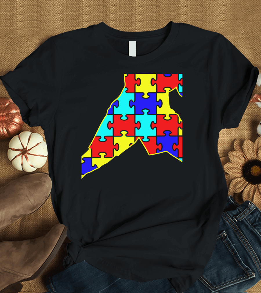 Boxing Autism Puzzle Piece Fight Awareness T-Shirt