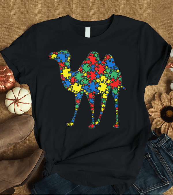 T-Shirt: Camel Autism Awareness Puzzle Pattern Men Kids T-Shirt Camel Autism Awareness Puzzle Pattern Men Kids T-Shirt