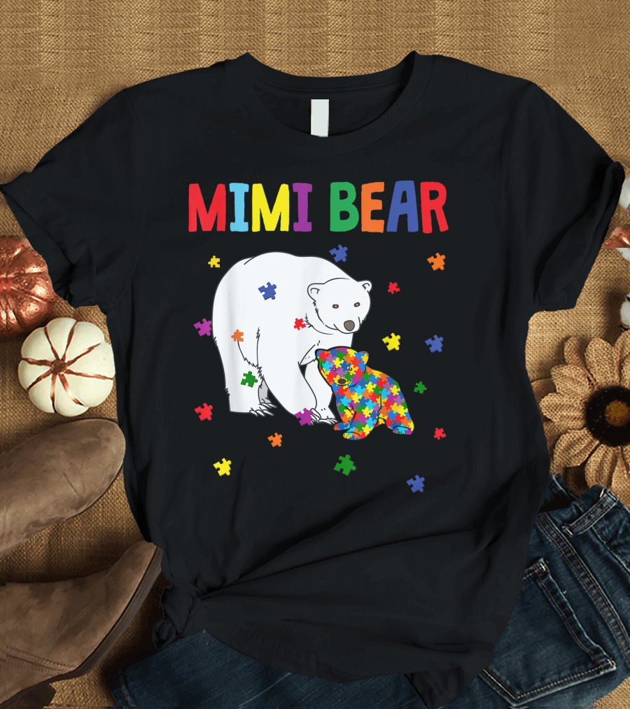 Mimi Bear Puzzle Autism Awareness Month Family T-Shirt