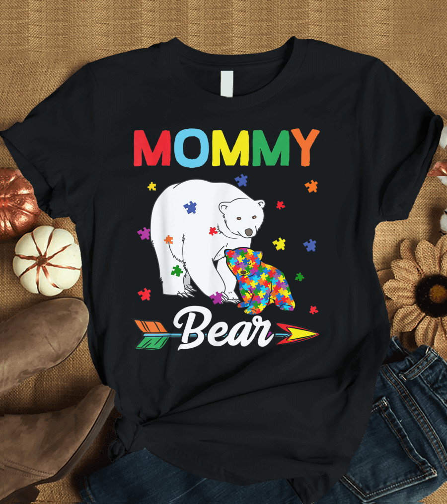 Mommy Bear Cute Autism Awareness Month Family T-Shirt
