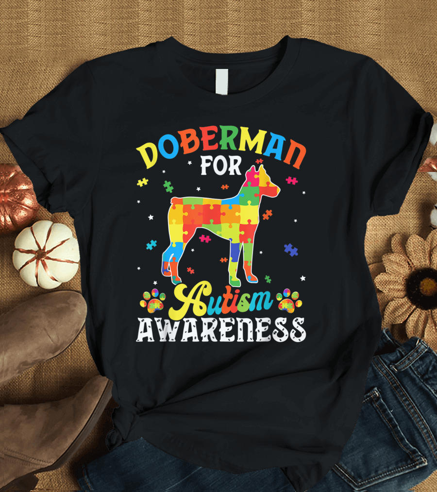 Doberman for Autism Awareness Dog Dad T-Shirt