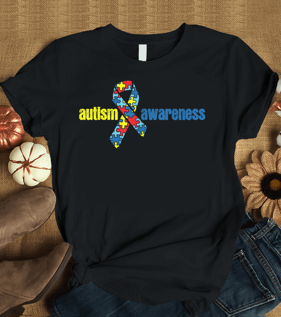Autism Awareness Puzzle Ribbon Piece T-Shirt