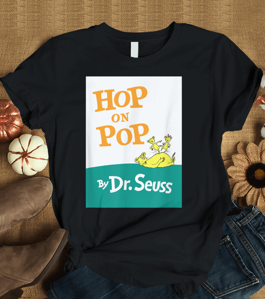 Hop On Pop By Dr. Seuss Book Cover with Yellow Creatures T-Shirt