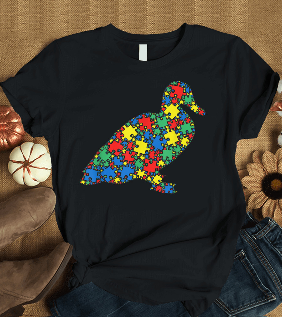 Duck Autism Puzzle Men Kids Autism Awareness Iconic Puzzle Piece T-Shirt